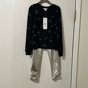 Brand New - Splendid Girls - Size 6 - GIRLS' DOTTED STAR TOP & METALLIC LEGGINGS
